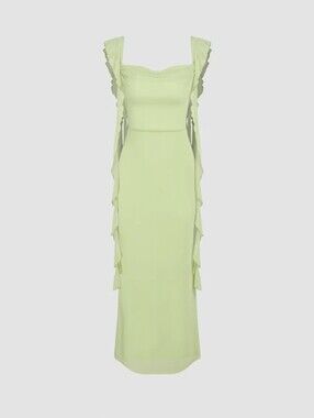 Cider Mesh Ruffle Hem Maxi Dress